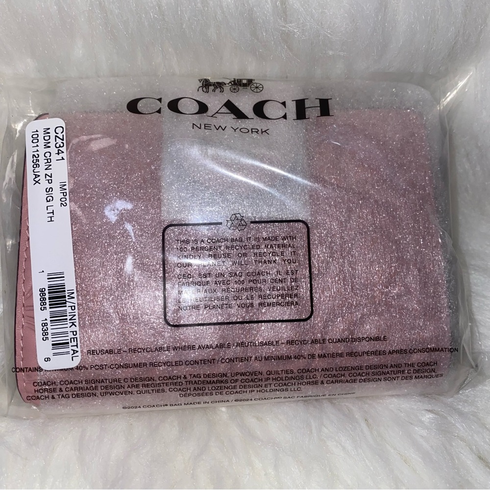 Coach 💗 Medium Corner Zip Wallet In Signature Leather New Pink Petal - Picture 10 of 10